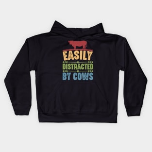 Funny Cow lover, Easily Distracted by Cows Kids Hoodie